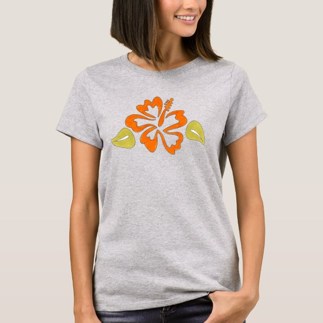 T-shirt Orange Tropical Hawaiian Hibiscus Flower Blossom (Devant)