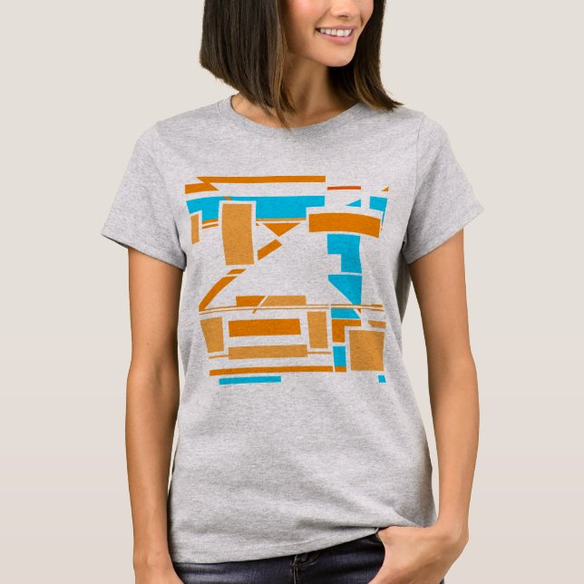 T-shirt Orange Turquoise Sud-Ouest Art inspiré Abstrait (Devant)