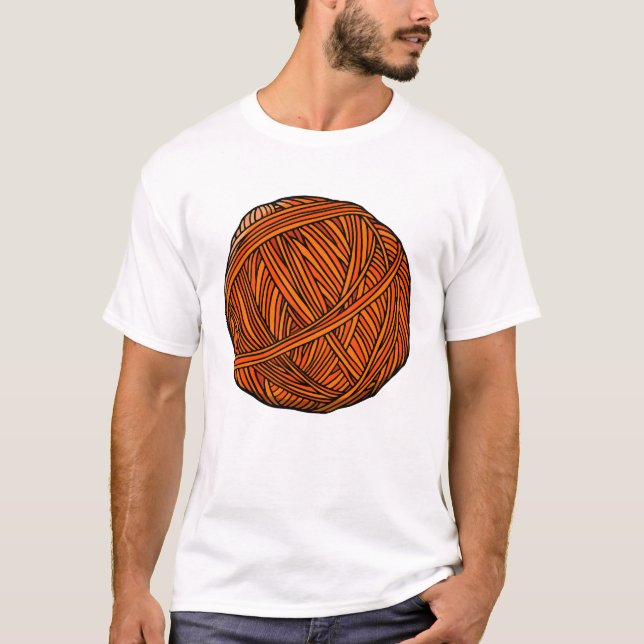 T-shirt Orange Yarn Ball Art (Devant)
