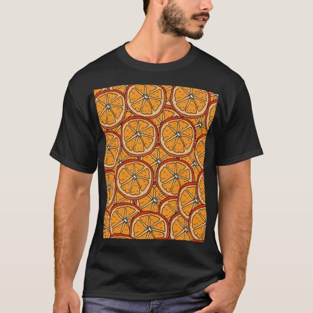 T-shirt Oranges dessinées à la main : sans couture (Devant)