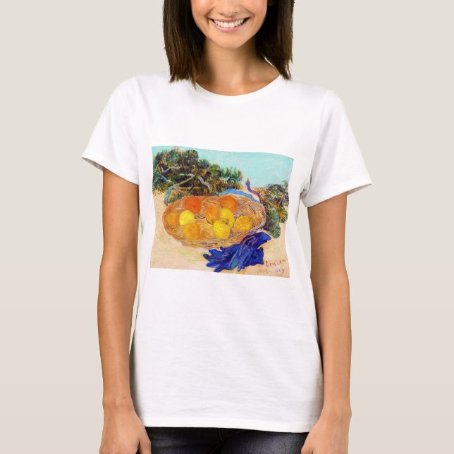 T-shirt Oranges et citrons avec gants bleus, Van Gogh (Devant)