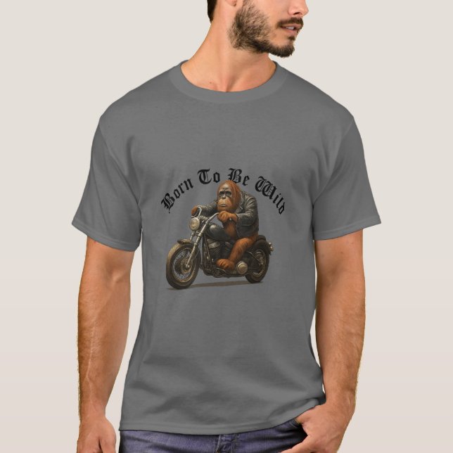 T-shirt Orangutan Drôle Sur Une Moto (Devant)