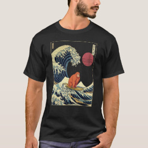 T-shirt Orangutan japonais Kanagawa Vague drôle Surf anima