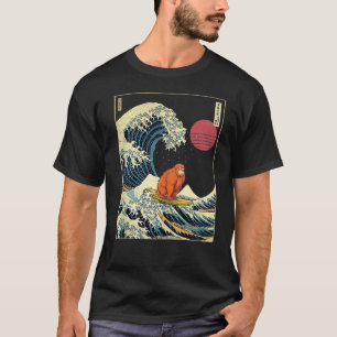 T-shirt Orangutan japonais Kanagawa Vague drôle Surf anima