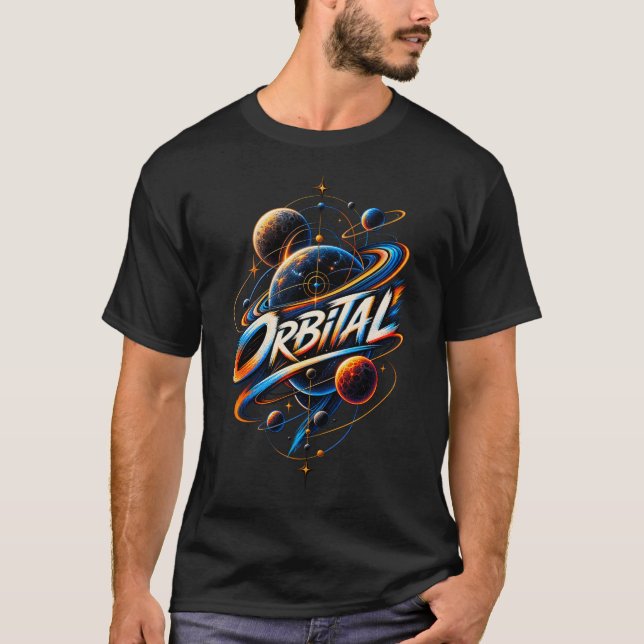 T-shirt Orbital – Graphisme Géométrique de l'Espace Cosmiq (Devant)