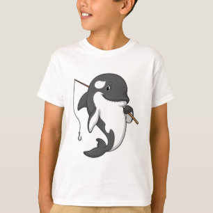 T-shirt Orca comme Fisher avec une barre de pêche