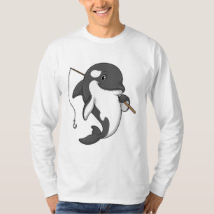 T-shirt Orca comme Fisher avec une barre de pêche