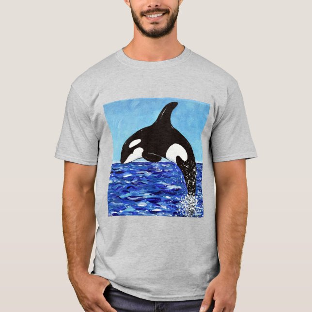 T-shirt Orca dans la peinture bleue (Devant)