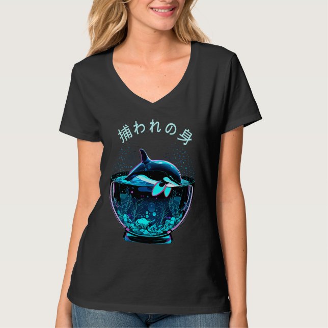 T-shirt Orca End Captivity Free The Orcas Marine Protectio (Devant)