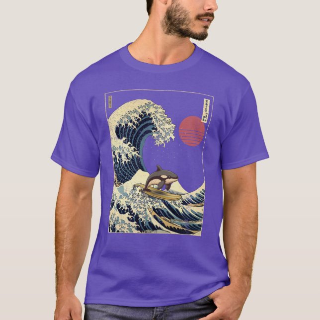 T-shirt Orca Kanagawa Japanese Surfing Wave (Devant)