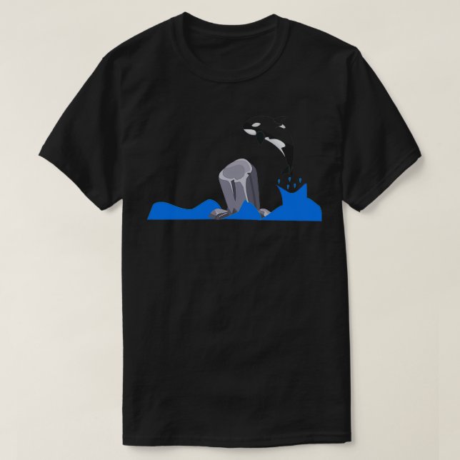 T-shirt Orca Sauter Sur Une Baleine Rocheuse (Design devant)