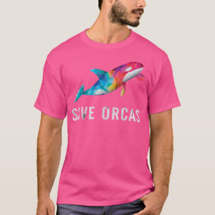 T-shirt Orca Sauver Orcas Tueur Baleine Polygonale Arc-en-