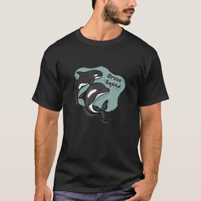 T-shirt Orca Squad Mignonne Baleines Animales De Mer Dit D (Devant)