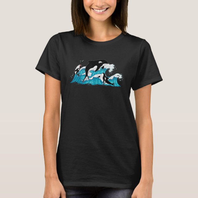 T-shirt Orca Waves Ocean Animal Killer Whale (Devant)