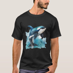 T-shirt Orca Whale Aquarelle Océan Eau Splash