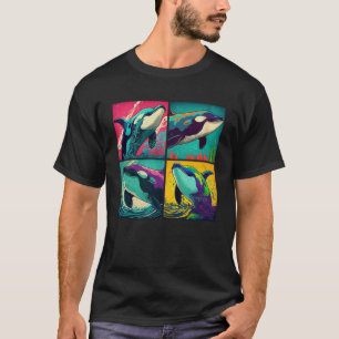 T-shirt Orca Whale Pop Illustration Animale Colorée Femmes