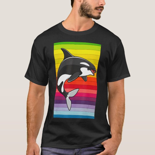 T-shirt Orca Whale Vintage 80s Retro (Devant)