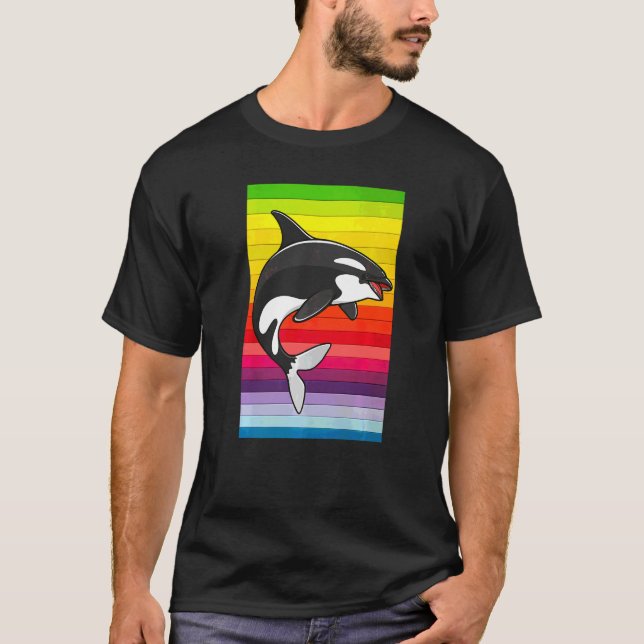 T-shirt Orca Whale Vintage 80s Retro (Devant)
