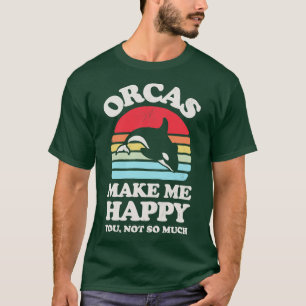 T-shirt Orcas Make Me Happy Sunset Retro for Men Women Boy