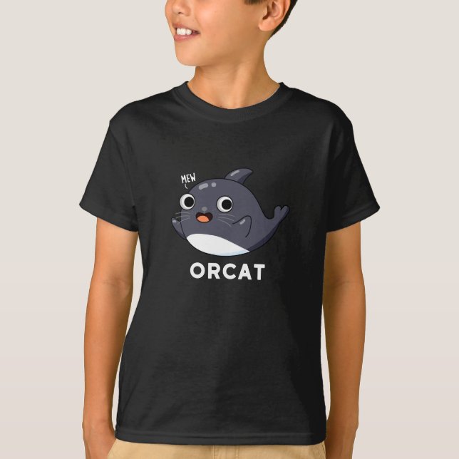 T-shirt Orcat Funny Chat Orca Pun Dark BG (Devant)