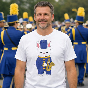 T-shirt Orchestre de majorettes lapin Saxophone Bleu Or