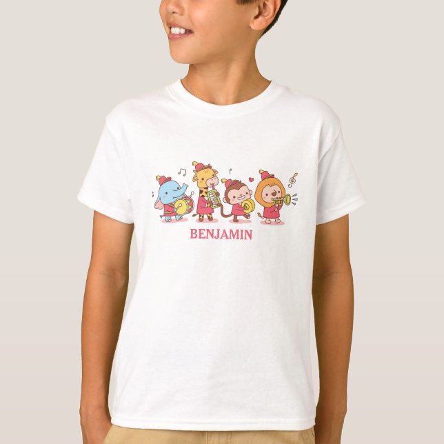 T-shirt Orchestre de marche musical d'animaux mignons (Devant)