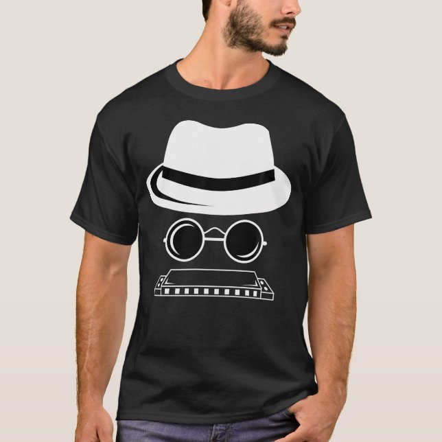 T-shirt Orchestre de Musique de Chapeau d'Harmonica (Devant)