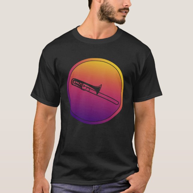 T-shirt Orchestre Synthwave Instrument Rétrowave Trombone  (Devant)