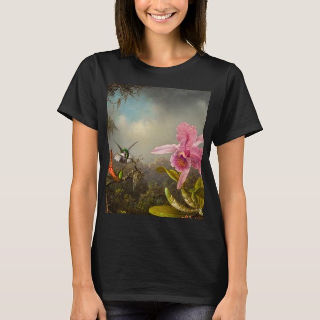 T-shirt Orchidée avec deux colibris Heade (Devant)