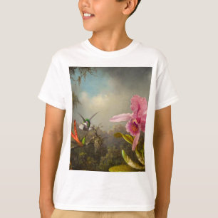 T-shirt Orchidée avec deux colibris Heade