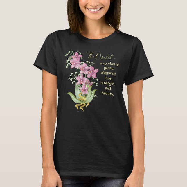 T-shirt orchidée (noir) (Devant)