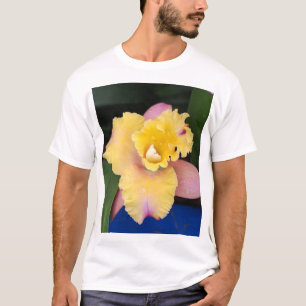 T-shirt Orchidée rose et jaune pastel