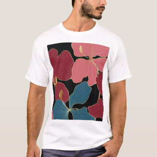 T-shirt Orchidées d'or, art floral élégant.