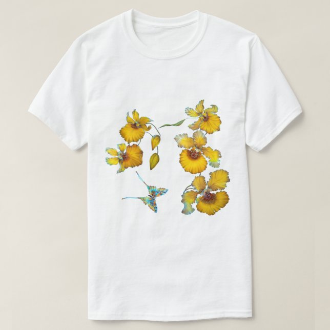 T-shirt Orchidées jaunes fond transparent  (Design devant)