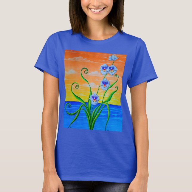 T-shirt Orchidées Océaniques au Coucher du Soleil (Devant)