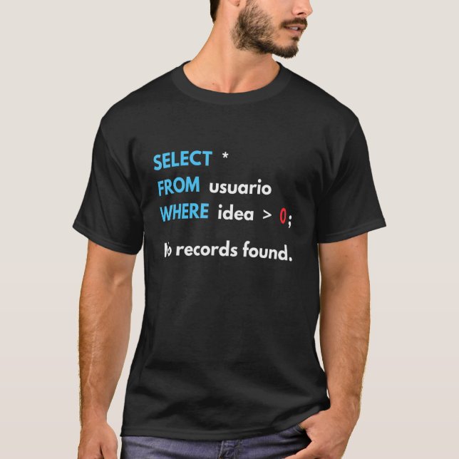 T-shirt Ordinateur de requête SQL de base de données (Devant)