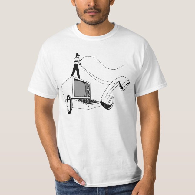 T-shirt Ordinateur d'équitation de pirate informatique et (Devant)