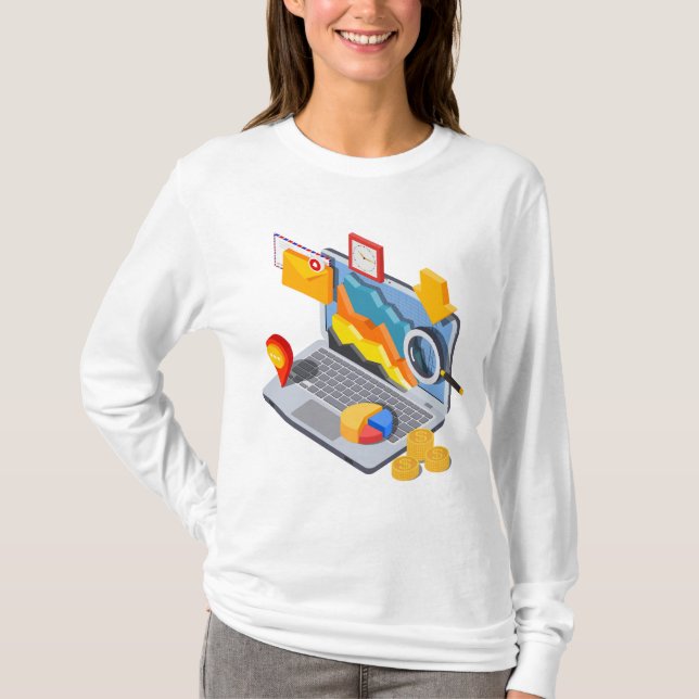 T-shirt Ordinateur portable d'analyse de données commercia (Devant)