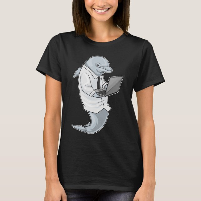 T-shirt Ordinateur portable dauphin (Devant)