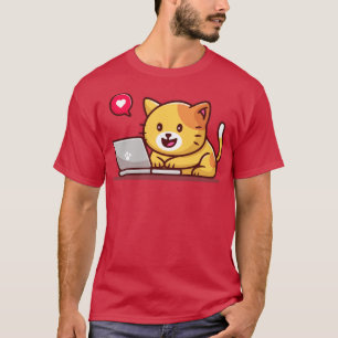 T-shirt Ordinateur Portable D'Exploitation Cute Cat