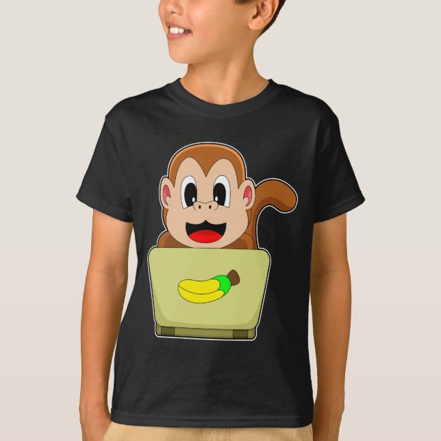 T-shirt Ordinateur portable Monkey Banana (Devant)