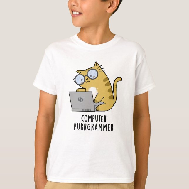T-shirt Ordinateur Purr-grammer Funny Cat Pun (Devant)