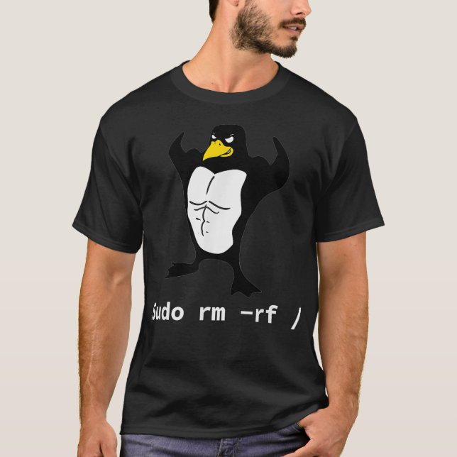T-shirt Ordinateurs Sudo rm rf Tu Linu Penguin (Devant)