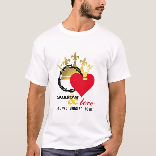 T-shirt ORDRE AMOUR Couronne Thorns Coeur chrétien Pâques (Devant)
