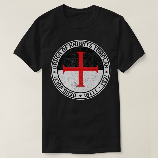 T-shirt Ordre des Chevaliers Templiers Drapeau Sigil Deus  (Design devant)