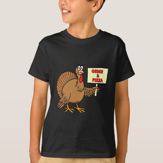 T-shirt Ordre drôle par thanksgiving Turquie de pizza (Devant)
