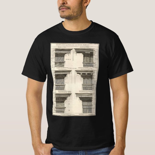 T-shirt Ordres d'Architecture, Entablements Anciens (Devant)