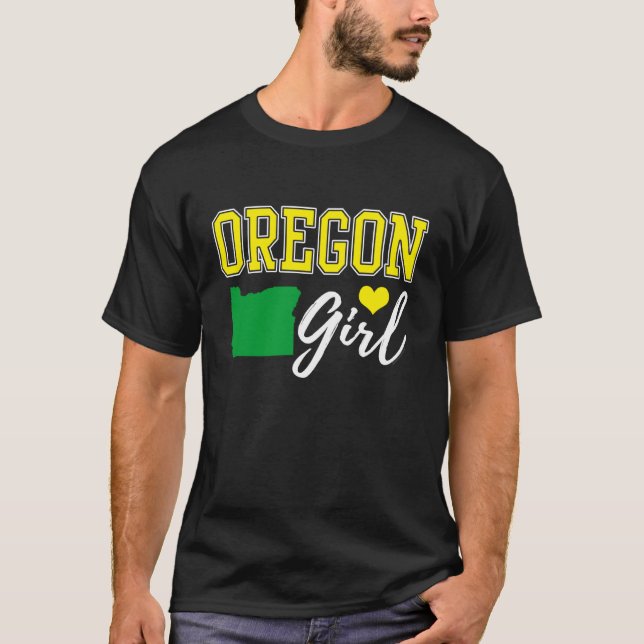T-shirt Oregon Girl Heart Map Shape Souvenir Gift for Wome (Devant)