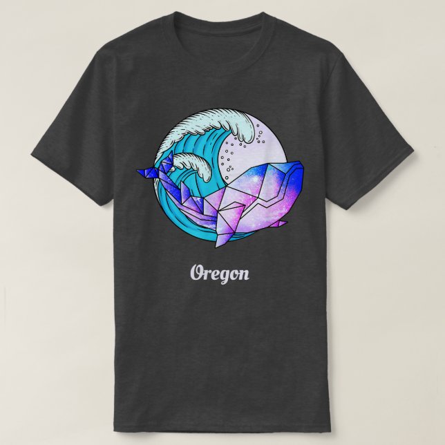 T-shirt Oregon Japanese Paint Geometric Orca Killer Whale  (Design devant)