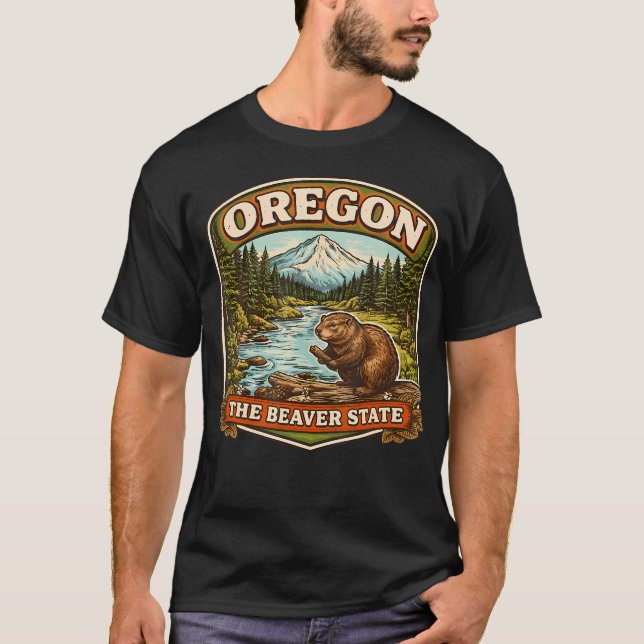 T-shirt Oregon L'État du Castor Souvenir Objets de Collect (Devant)